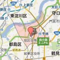 旭区の範囲が赤く示された旭区役所周辺の地図